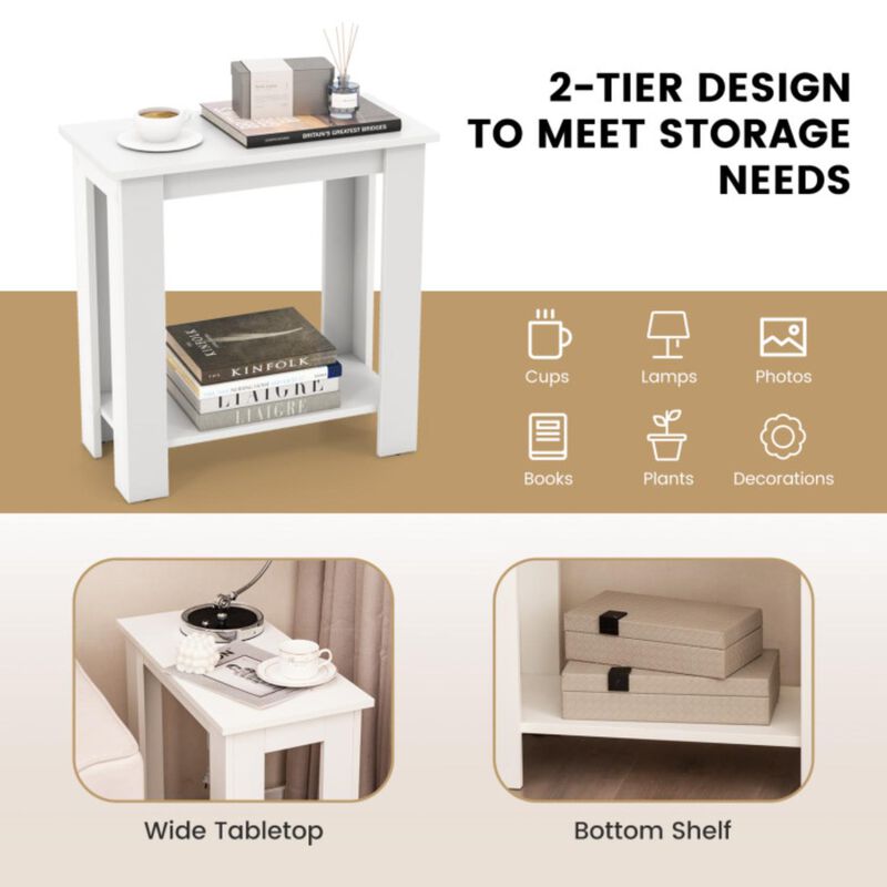 Hivvago 2-Tier Modern Compact End Table with Storage Shelf