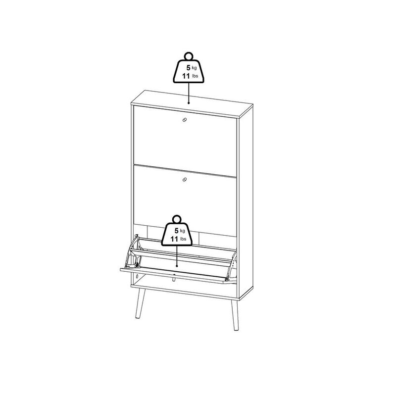 Tvilum Bodo 3 Drawer Shoe Storage Cabinet, Matte Grey
