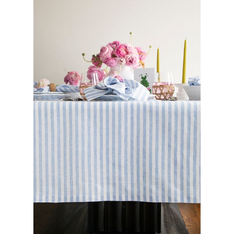 Solino Home 100% Pure Linen Tablecloth | Amalfi Stripe