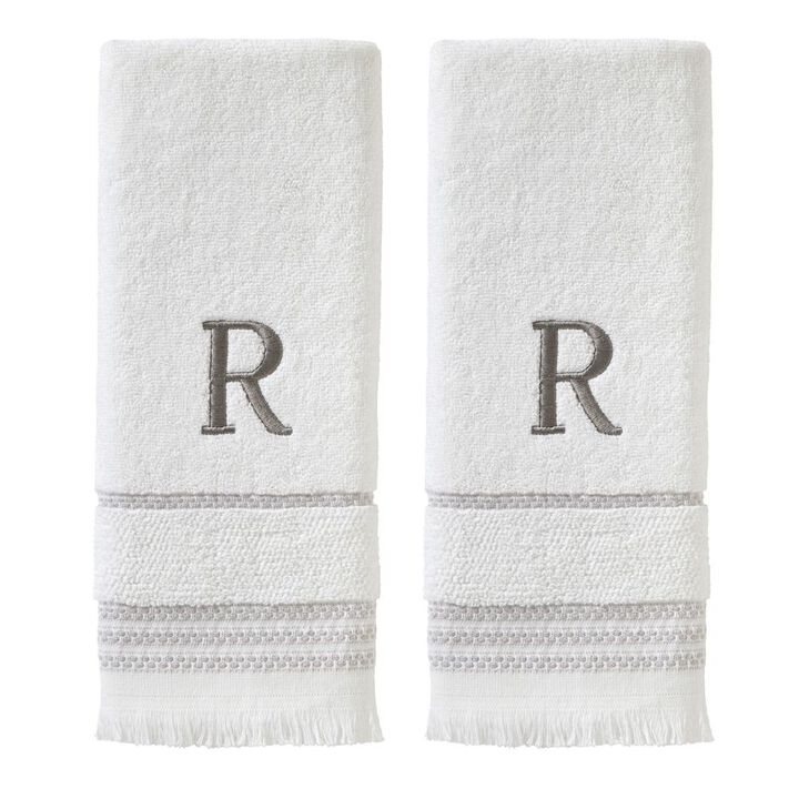 SKL Home By Saturday Knight Ltd Casual Monogram Hand Towel Set R - 2-Count - 16X26", White