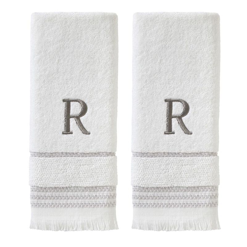 SKL Home By Saturday Knight Ltd Casual Monogram Hand Towel Set R - 2-Count - 16X26", White