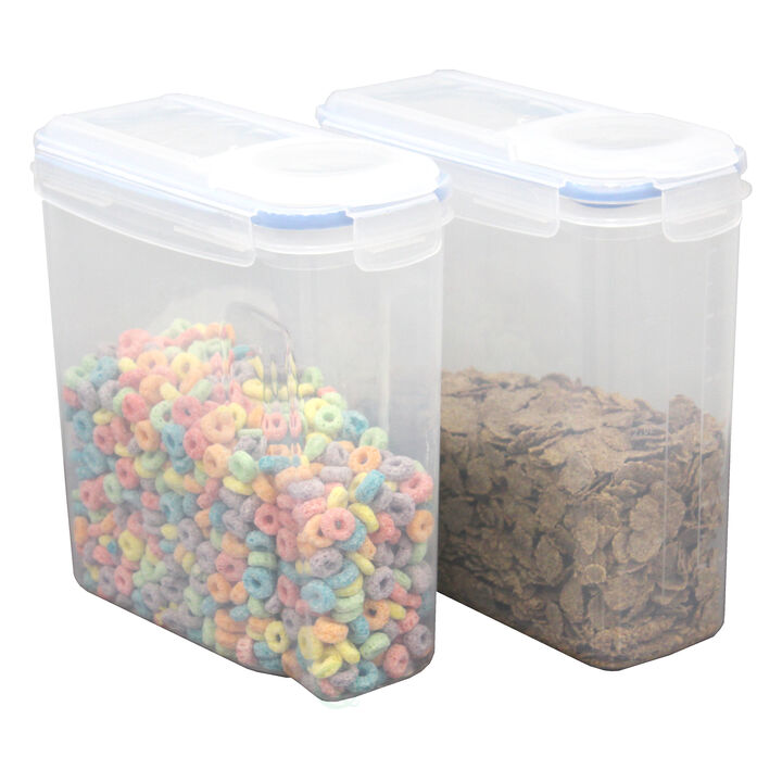 Set of 2 Large BPA-Free Plastic Food Cereal Containers, Airtight Spout Lid