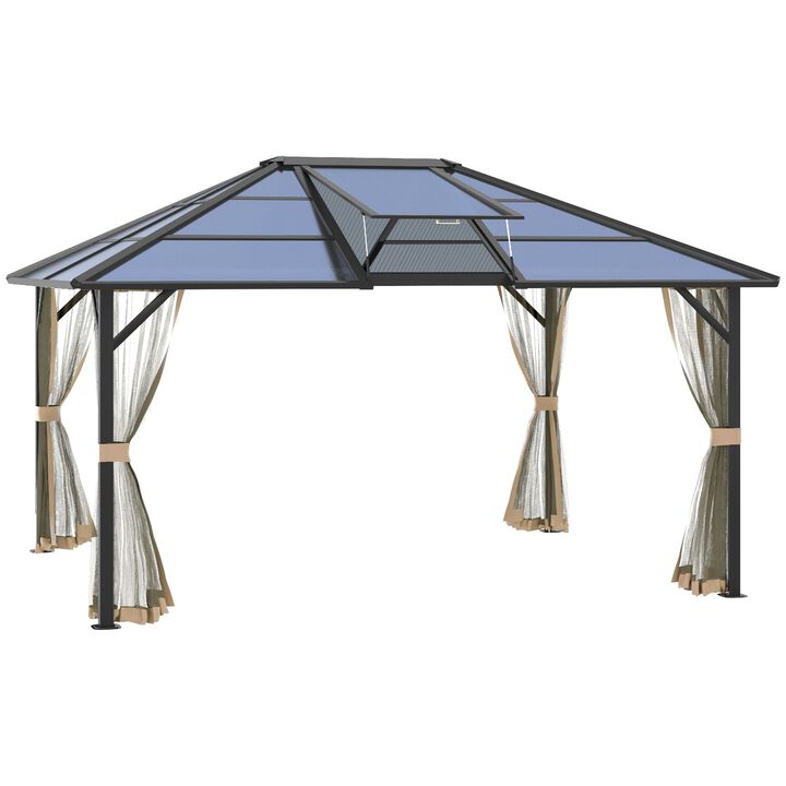 Grey Garden Structure: 14x12 Hardtop Gazebo with Polycarbonate Roof Grey Garden Structure: 14x12 Hardtop Gazebo with Polycarbonate Roof