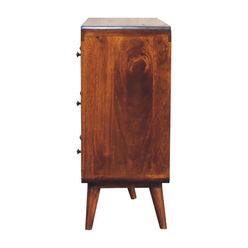 Large Curved Chestnut6 Drawer Solid Wood Chest