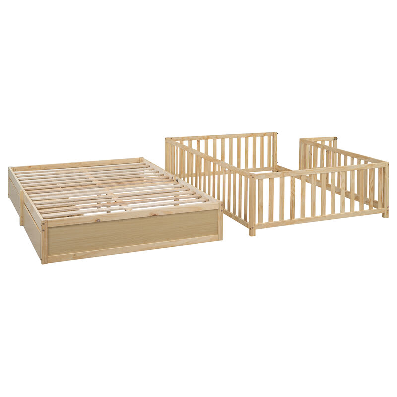 Merax Wood Daybed with Fence Guardrails