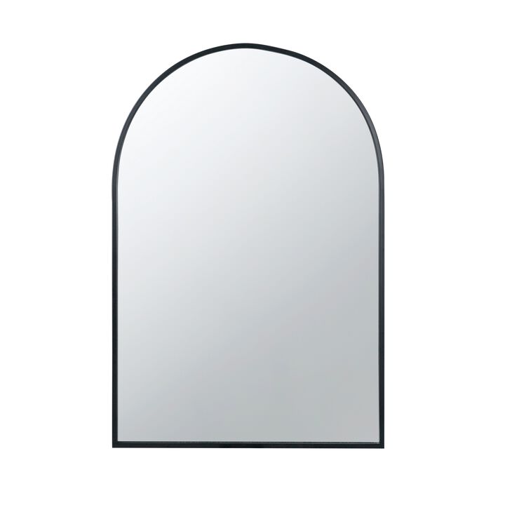Cod 36 Inch Wall Mounted Mirror, Wide Arched Design Black Metal Frame-Benzara