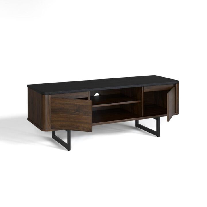 Hivvago Wooden TV Stand with 2-Door Storage Cabinets for for TVs up to 55 Inch