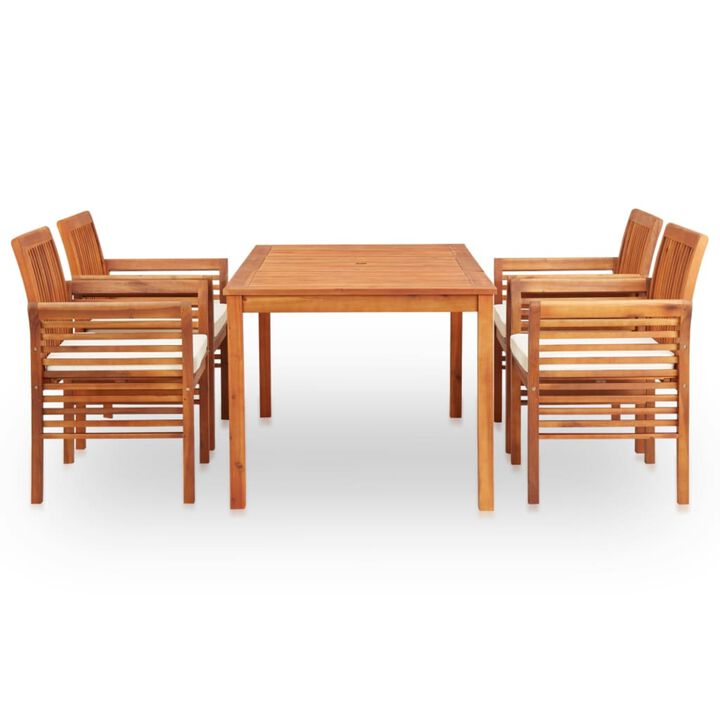 vidaXL 5 Piece Outdoor Dining Set with Cushions Solid Acacia Wood