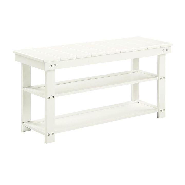 Convenience Concepts Oxford Utility Mudroom Bench with Shelves, White