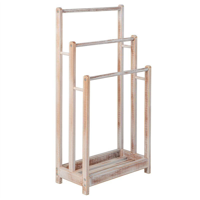 Freestanding Towel Rack 3-Bar Hand Towel Drying Stand with Bottom Storage Shelf