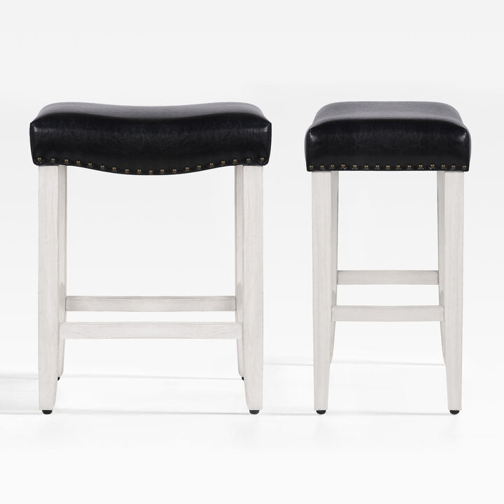 WestinTrends 24" Upholstered Saddle Seat Counter Stool (Set of 2)