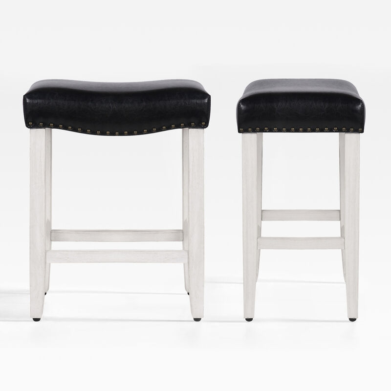 WestinTrends 24" Upholstered Saddle Seat Counter Stool (Set of 2)
