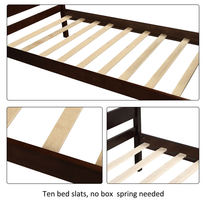 Merax Wood Platform Bed with Headboard and Wooden Slat Support