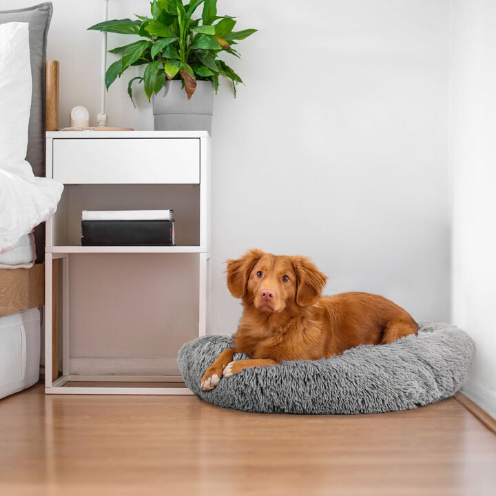 Gibson Home Bow Wow Buddy 30 Inch Medium Pet Bed in Shaggy Grey