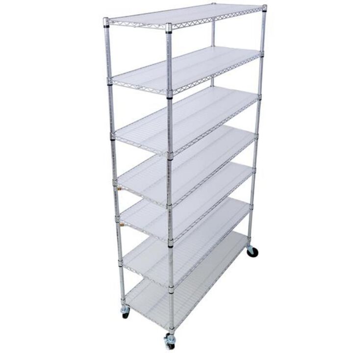 7-Tier Wire Shelving Unit Heavy-Duty Metal Storage Rack for Home, Garage, or Kitchen Organization