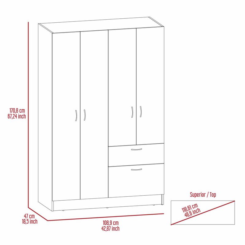 Maltby 1-Drawer Rectangle Armoire Black Wengue And White