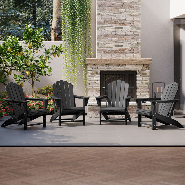 WestinTrends Outdoor Patio HDPE Adirondack Chairs With Cup Holders (Set of 4)