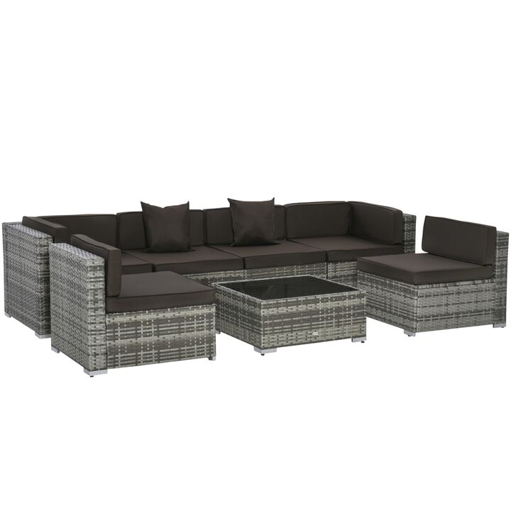 7PC Rattan Wicker Sofa Set Sectional Couch Cushioned Furniture Patio Outdoor