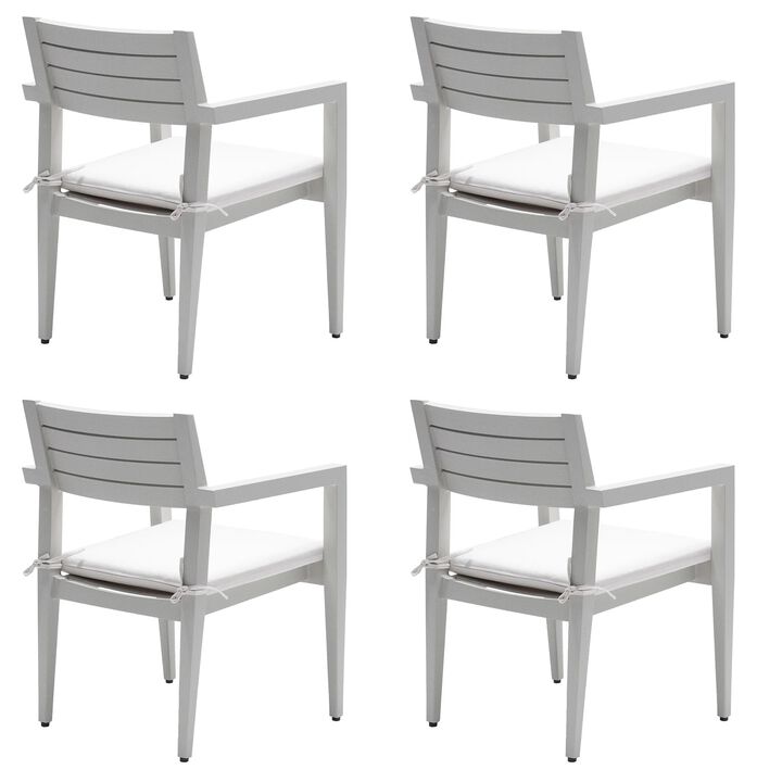 MONDAWE 4 Pieces Outdoor Patio Aluminum Stationary Dining Chairs with Outdoor-grade Sunbrella Fabric Cushions and Tapered Feet,Grayish