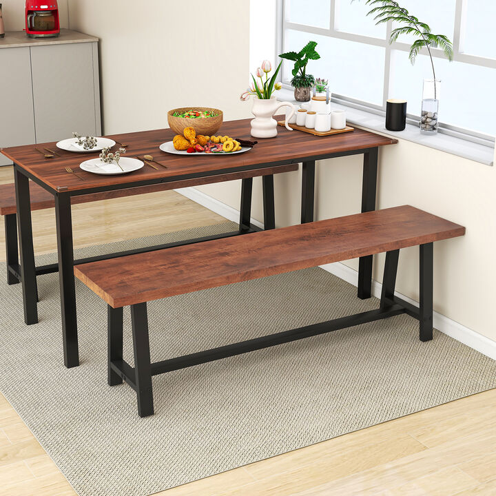 3-Person Dining Bench, Entryway Shoe Bench with Metal Frame for Storage and Seating