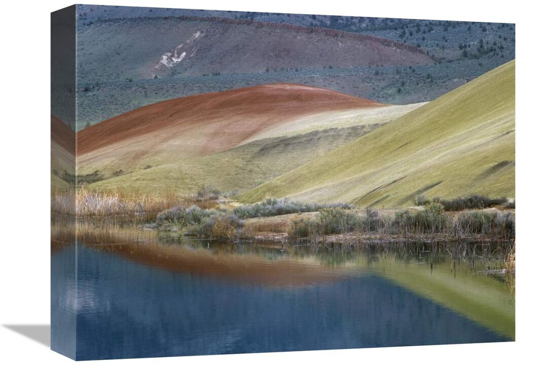 Painted Hills reflected in water, John Day Fossil Beds National Monument, Oregon-Canvas Art-16x12