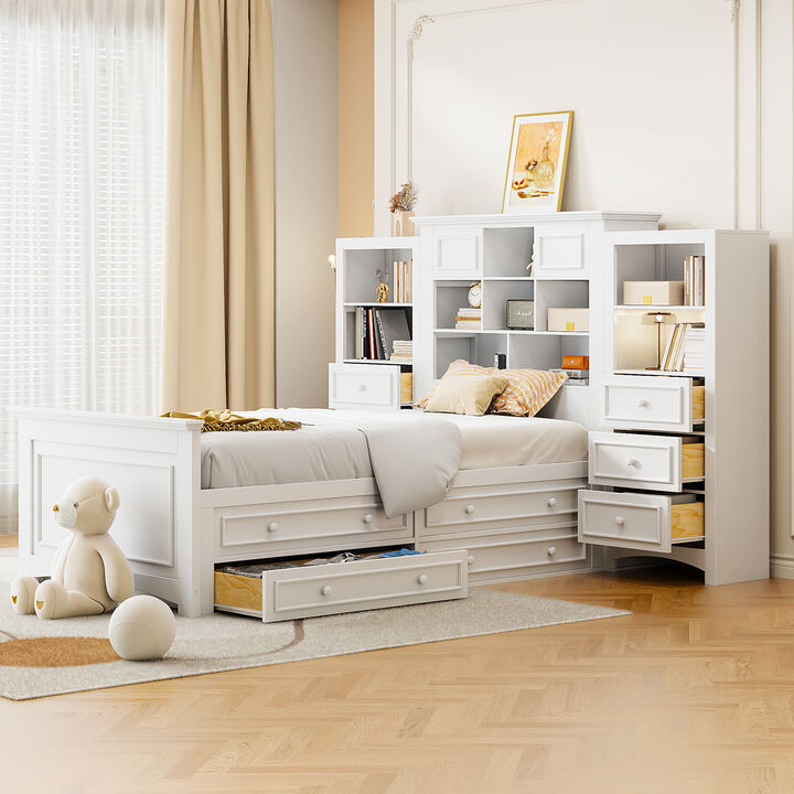 Merax Platform Bed with Storage Headboard