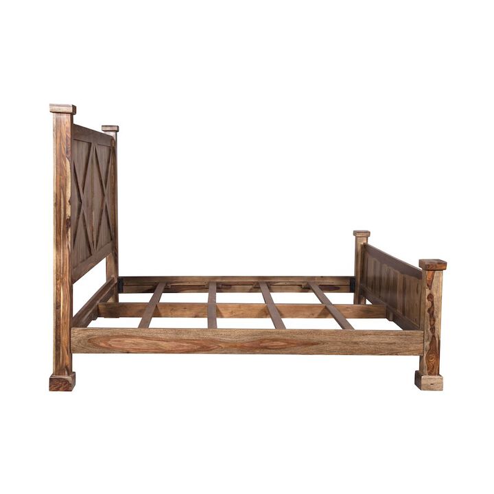Porter Designs Crossroads Solid Sheesham Wood King Bed, Brown