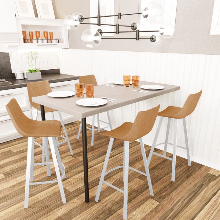 Elland - Bar stool -Light Grey- White Base