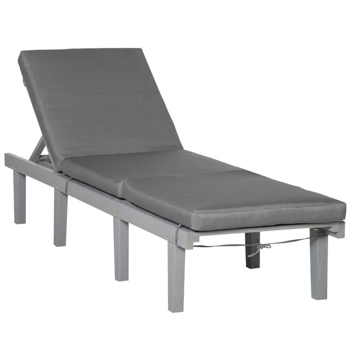 Grey Outdoor Recliner: Patio Chaise Lounge with 4-Position Back