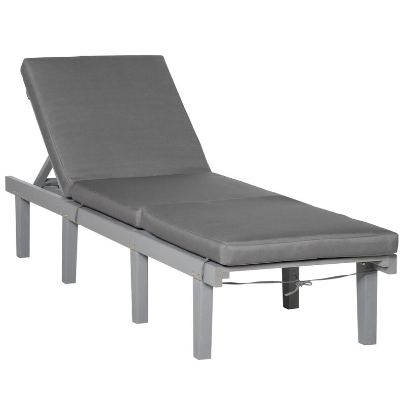 Grey Outdoor Recliner: Patio Chaise Lounge with 4-Position Back