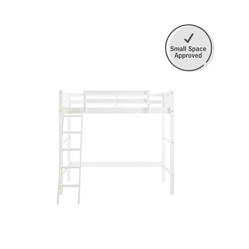 Atwater Living Rollins Twin Wooden Loft Bed with Ladder and Safety Railings