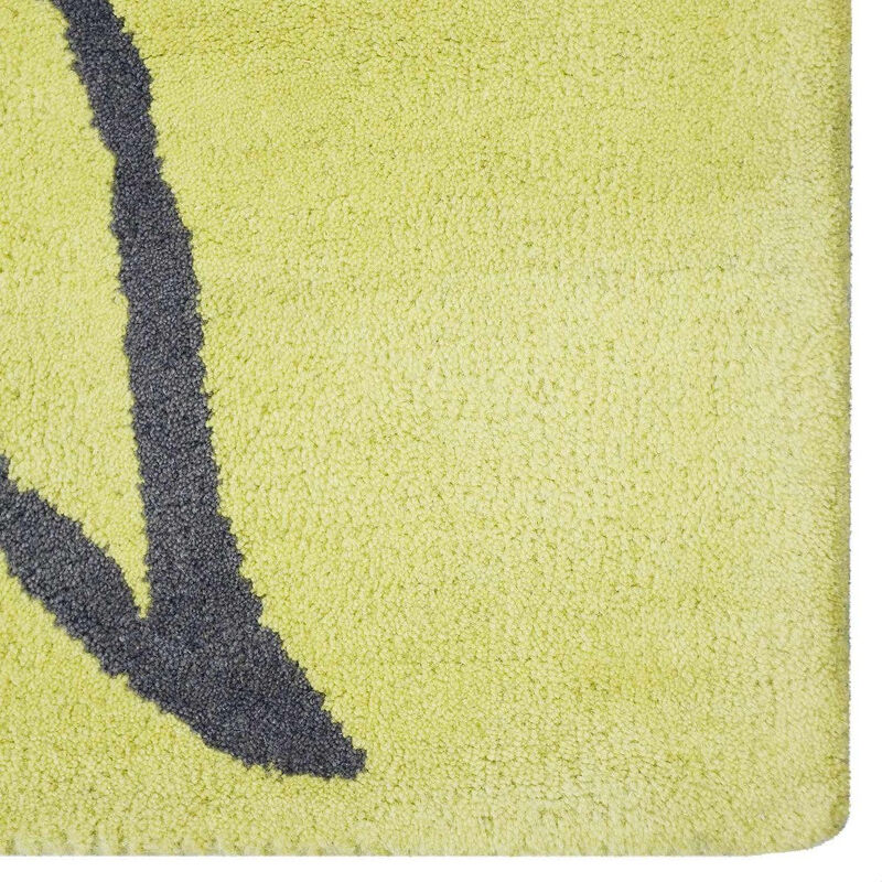 RUGSOTIC CARPETS HAND TUFTED WOOL ECO-FRIENDLY AREA RUGS  - 5'x7'6'', Rectangle Shape, Green, Floral Modern Design, High Pile Thick Handmade Anti Skid Area Rugs for Living Room, Bed Room (K03108)