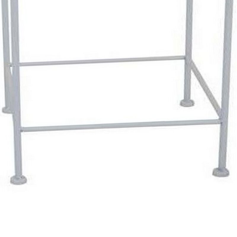 Kyi Nesting Plant Stand Set of 3, Square Carved Cutout Display, White Metal - Benzara