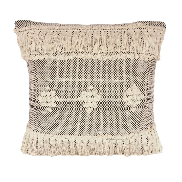 20" Brown and Black Diamond Over-Tufted Square Throw Pillow