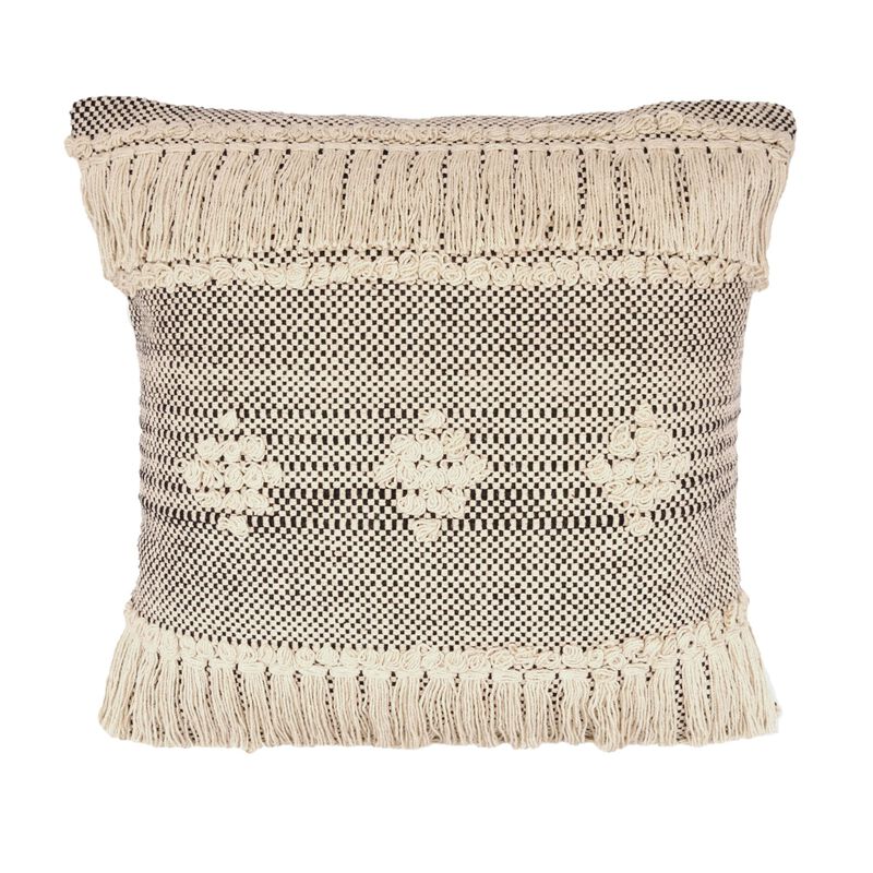 20" Brown and Black Diamond Over-Tufted Square Throw Pillow