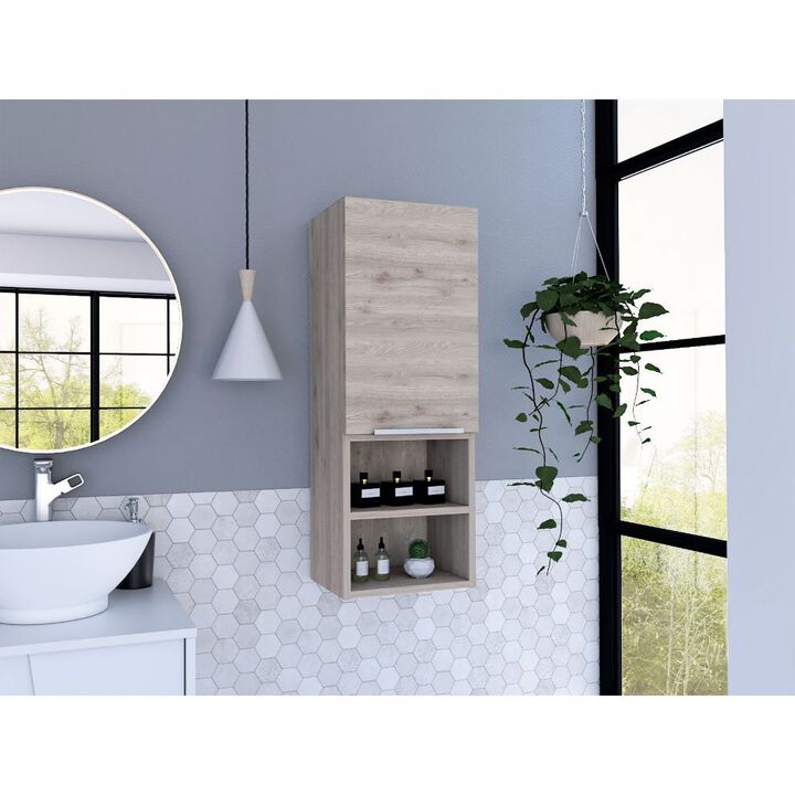 DEPOT E-SHOP Savona Medicine Single Door Cabinet, Two Interior Shelves, Two External Shelves, Light Gray