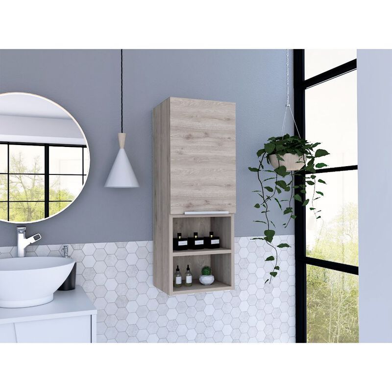 DEPOT E-SHOP Savona Medicine Single Door Cabinet, Two Interior Shelves, Two External Shelves, Light Gray