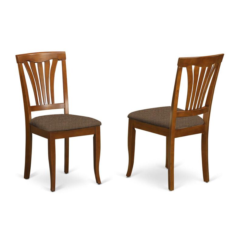 East West Furniture AVC-SBR-C Avon Chair for dining room with Linen Fabric Seat - Saddle Brow Finish