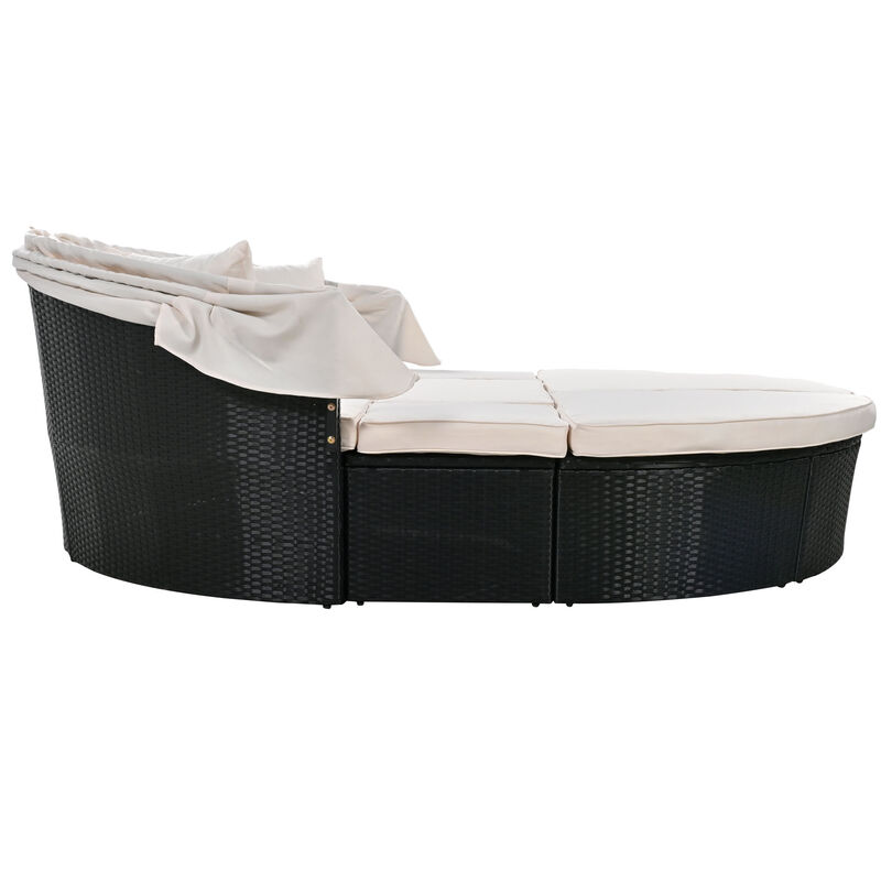 Merax Outdoor rattan daybed sunbed with retractable canopy