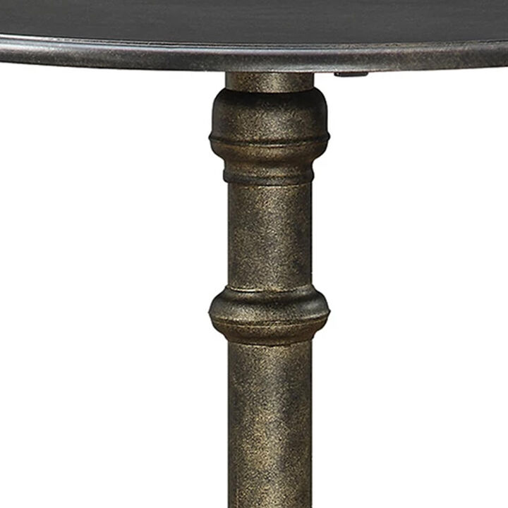 Round Industrial Metal Counter Height Table, Black-Benzara