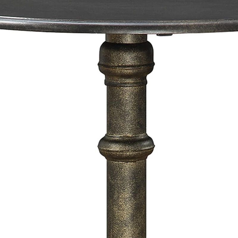 Round Industrial Metal Counter Height Table, Black-Benzara