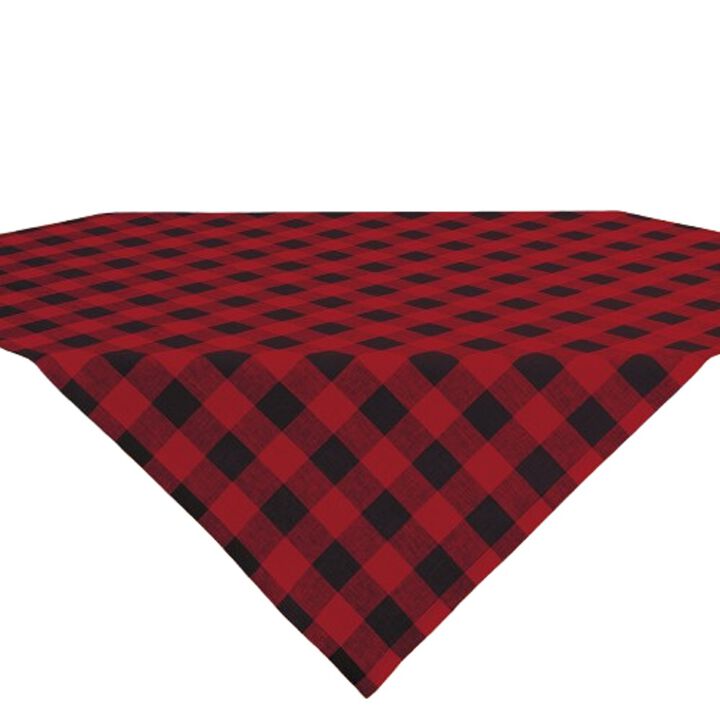 Solino Home 100% Pure Linen Table Throw 52 x 52 Inch | Buffalo Check
