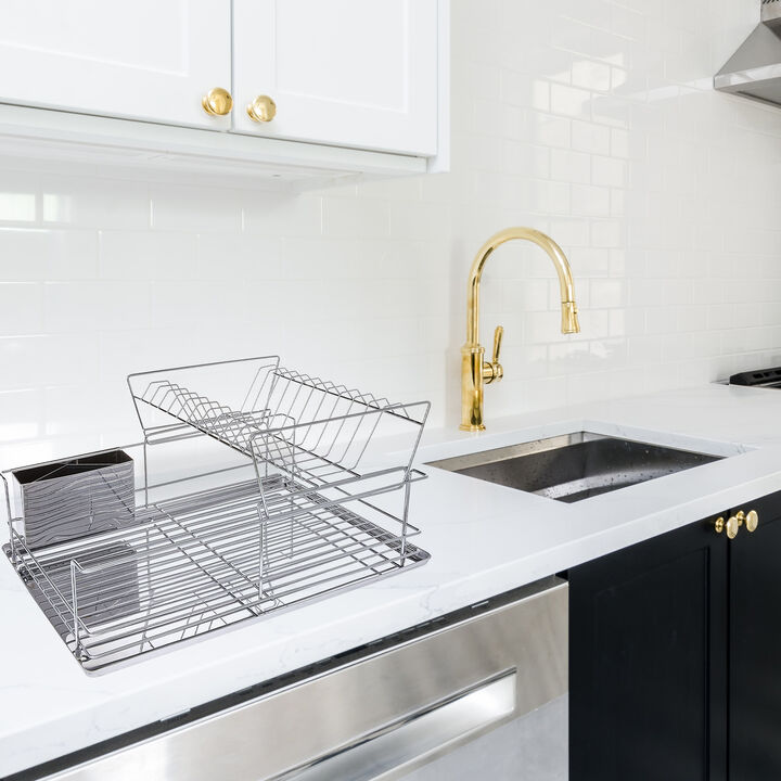 MegaChef 15.5 Inch Stainless Iron Shelf Dish Rack