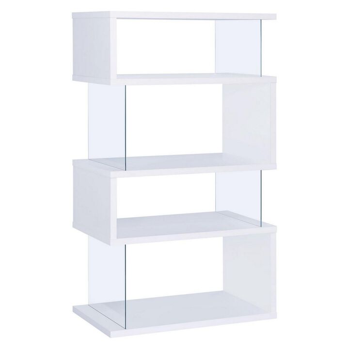 Fantastic glossy white wooden bookcase-Benzara