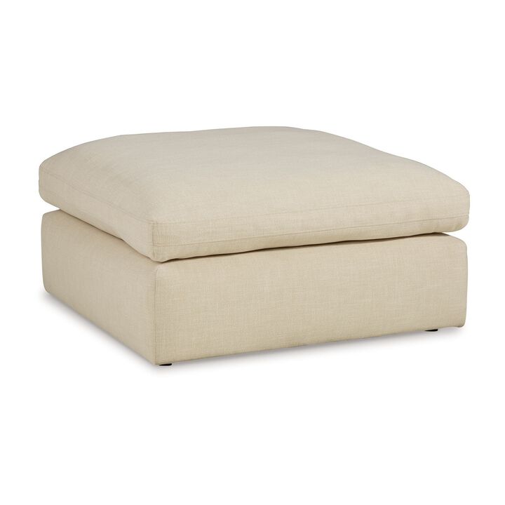 Elize Oversized Accent Ottoman, Beige Polyester, Soft Cushion, 42 Inch - Benzara