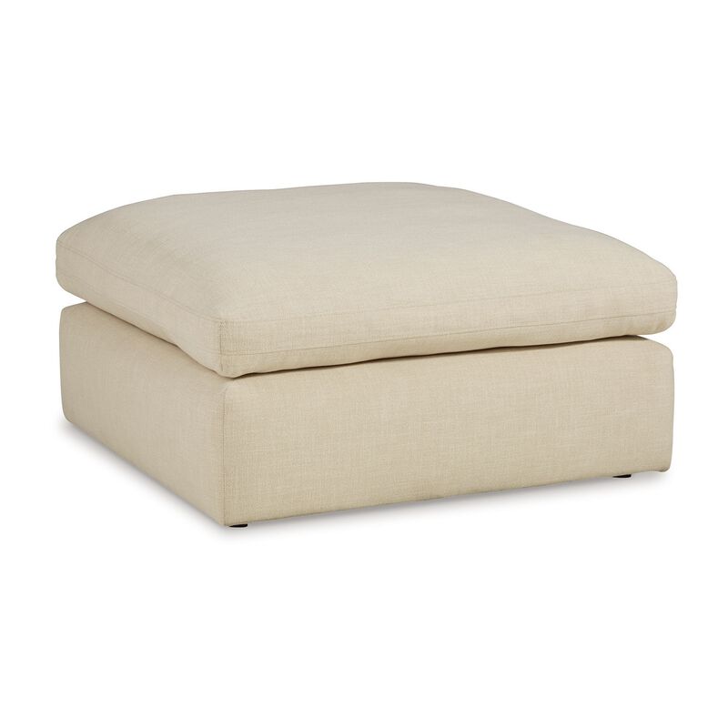 Elize Oversized Accent Ottoman, Beige Polyester, Soft Cushion, 42 Inch - Benzara