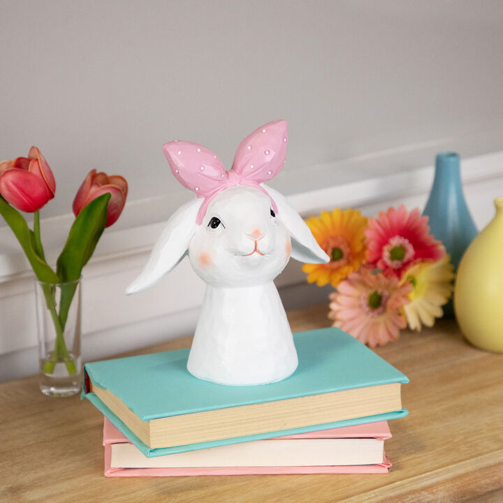Easter Bunny Bust with Hair Bow - 7.5" - White and Pink
