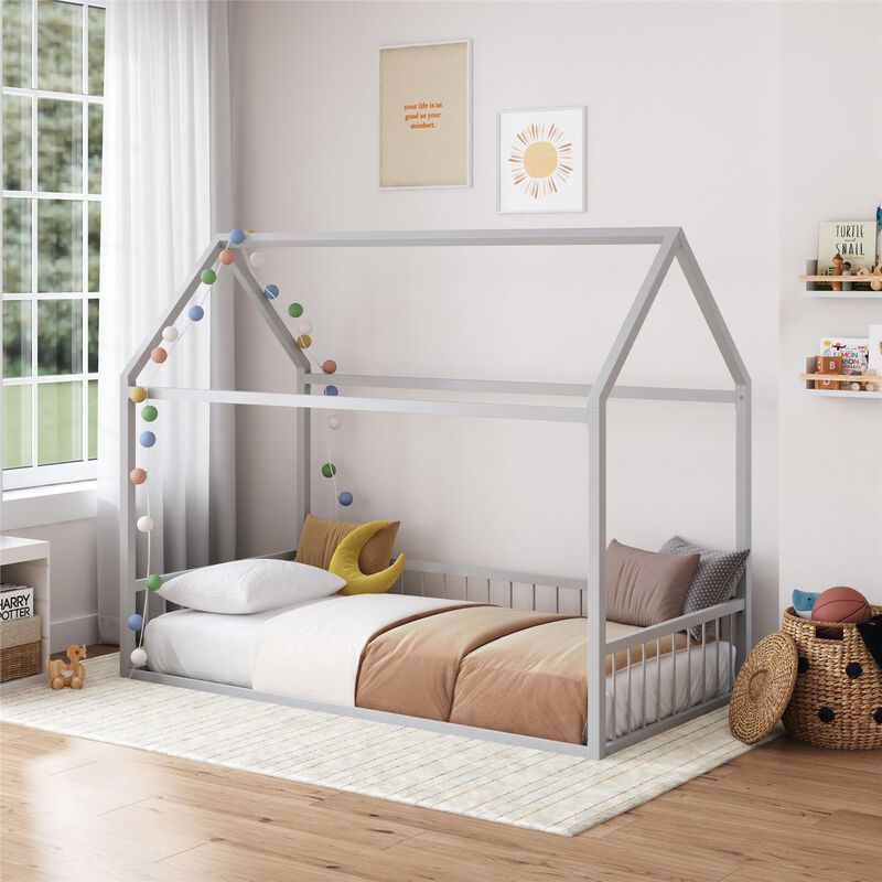 Little Seeds Skyler Metal House Bed with Rail