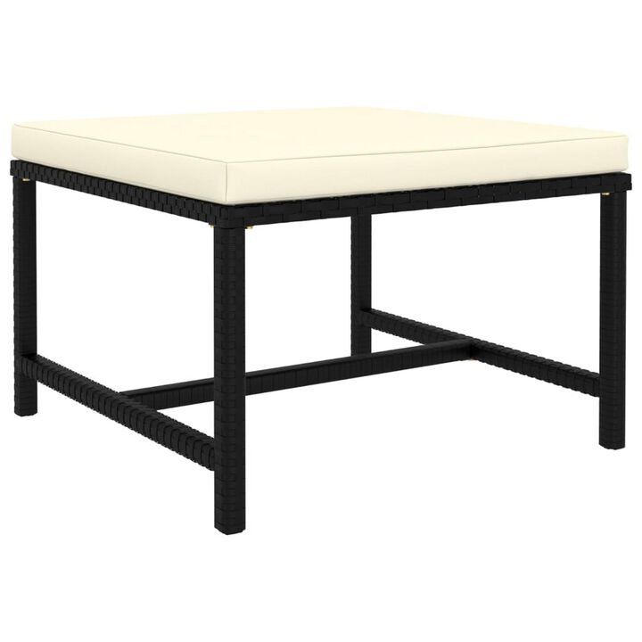 Avio 7pc Outdoor Modular Sofa Set, Square Shape, Poly Rattan, Black - Benzara