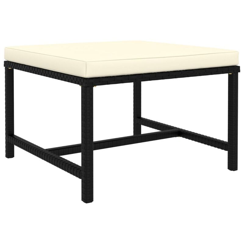 Avio 7pc Outdoor Modular Sofa Set, Square Shape, Poly Rattan, Black - Benzara